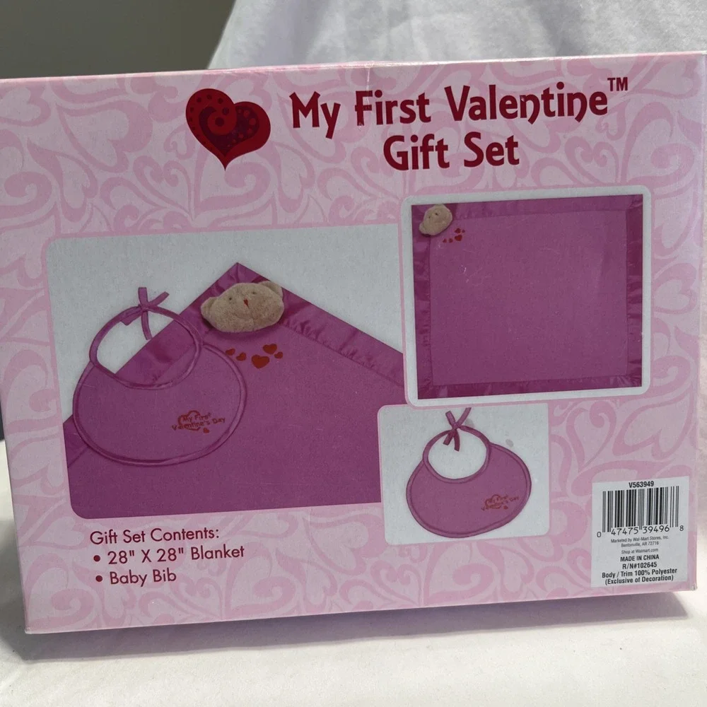 My‎ first valentine gift set baby pink blanket and bib